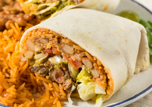 Black Bean Brown Rice Burrito with Chickun Strips