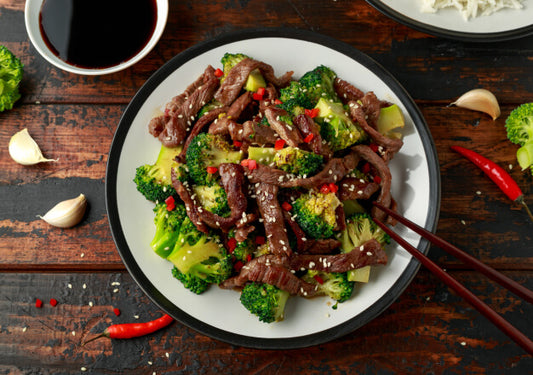 Charred Broccoli & Walnut "Beef" Strips