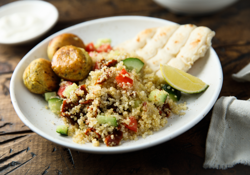 Falafel Quinoa Bowl with Pita Bread