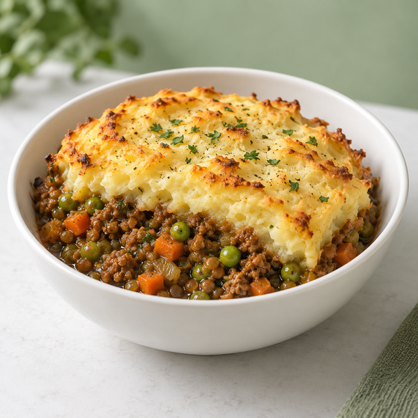 AI-generated vegan meal preview: Homestyle Shepherd's Pie