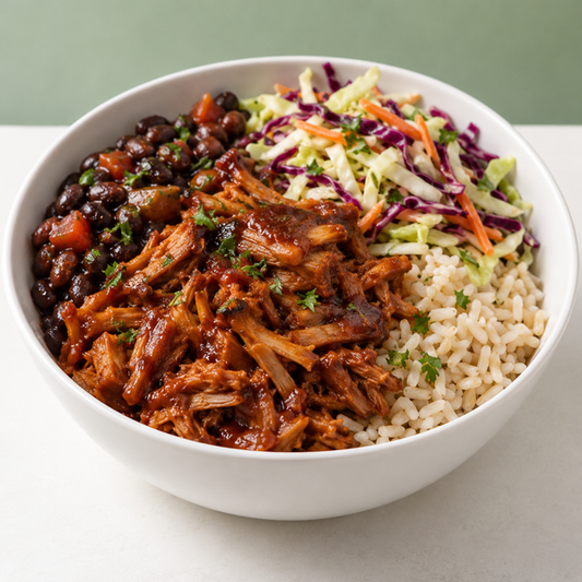 AI-generated vegan meal preview: Smoky BBQ Pulled Pork Bowl